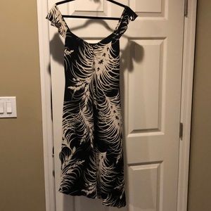 BCBG dress. Med. Black/white print. Asymmetrical.